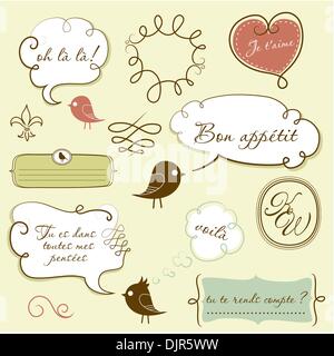 Speech bubbles set in French style Stock Vector