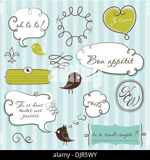 Speech bubbles set in French style Stock Vector