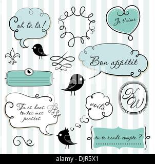 Speech bubbles set in French style Stock Vector