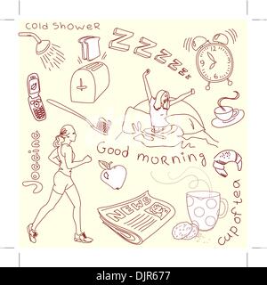 Cute morning doodles Stock Vector