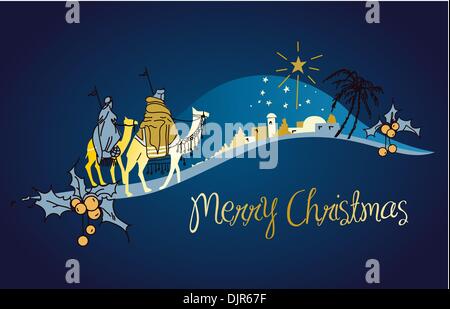 classic christmas nativity 3 wise men on riding camels silhouette side ...