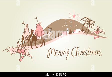 classic christmas nativity 3 wise men on riding camels silhouette side ...