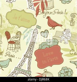 Love in Paris. Seamless pattern Stock Vector