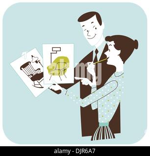Choosing Furniture - Couple Redecorating Stock Vector