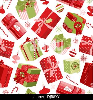 Retro Christmas Gift boxes. Seamless pattern Stock Vector