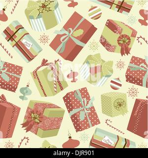 Retro Christmas Gift boxes. Seamless pattern Stock Vector