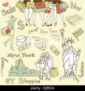 Shopping in New York doodles Stock Vector