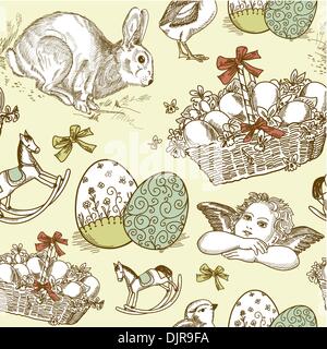 Vintage Easter Seamless background Stock Vector