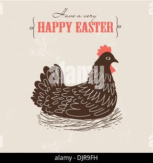 Cute Easter card with chicken Stock Vector