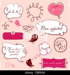 Speech bubbles set in French style Stock Vector