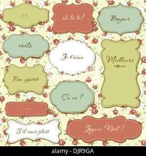 Vintage frames, seamless floral pattern as a background Stock Vector