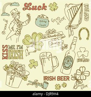 Saint Patrick's Day doodles - vintage style Stock Vector