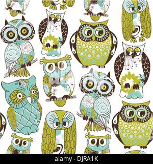 Seamless owl pattern. Stock Vector
