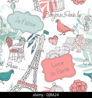 Love in Paris. Seamless pattern Stock Vector