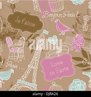 Love in Paris. Seamless pattern Stock Vector