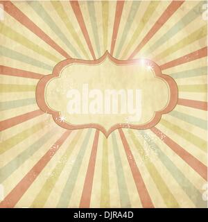 Vintage template, colored sun burst background. Stock Vector