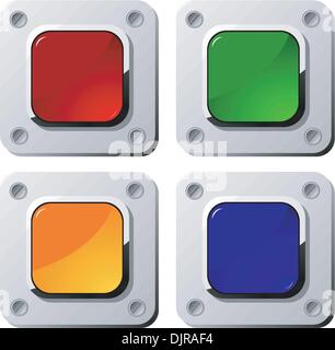 Square buttons on a metal background Stock Vector
