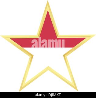 Gold star with a flag of Indonesia Stock Vector