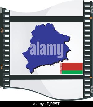 Film shots with a national map of Belarus Stock Vector
