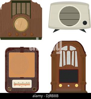 Collection of vector illustrations of old radio Stock Vector