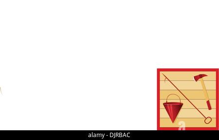 Wooden shield with fire accessories Stock Vector