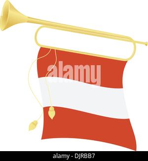 Vector illustration bugle with a flag Austria Stock Vector