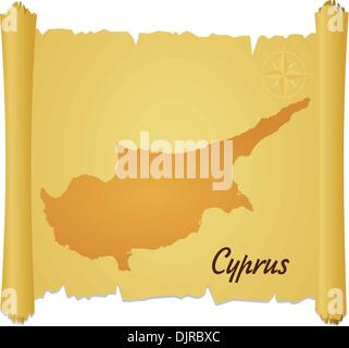 Vector parchment with a silhouette of Cyprus Stock Vector