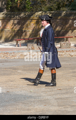 Re-enactment drama of revolutionary debate in Colonial Williamsburg historic district in Virginia. Stock Photo