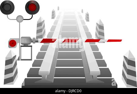 Vector illustration of a railway crossing Stock Vector