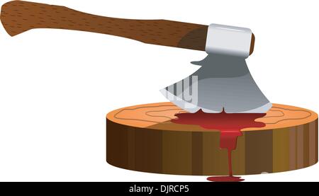 vector illustration of an ax and a slaughterhouse Stock Vector