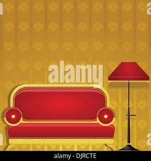 Vector illustration of a sofa and a floor lamp Stock Vector