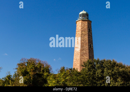 Old Cape Henry Lighthouse on the grounds of Fort Story in Virginia. Stock Photo