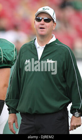 Apr. 17, 2010 - Tampa, Florida, U.S - 17 April 2010: New USF coach Skip Holtz watches warm up.  Team South Florida defeated Team Bulls  52-31 as USF played their spring football game at Raymond James Stadium in Tampa, Florida (Credit Image: © Margaret Bowles/Southcreek Global/ZUMApress.com) Stock Photo