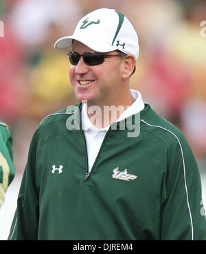 Apr. 17, 2010 - Tampa, Florida, U.S - 17 April 2010: New USF coach Skip Holtz watches warm up.  Team South Florida defeated Team Bulls  52-31 as USF played their spring football game at Raymond James Stadium in Tampa, Florida (Credit Image: © Margaret Bowles/Southcreek Global/ZUMApress.com) Stock Photo