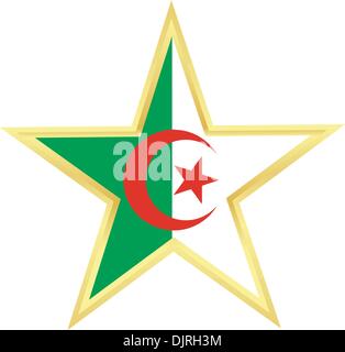 Gold star with a flag of Algeria Stock Vector