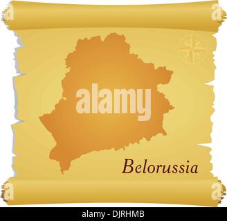 Vector parchment with a silhouette of Belarus Stock Vector