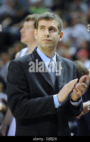 Mar. 20, 2010 - San Jose, California, U.S - 20 March 2010: Butler head coach Brad Stevens eyes the clock during second round play in the West Region between the Butler Bulldogs and the Murray State Racers at HP Pavilion in San Jose, California.  Butler advanced to the Sweet 16 with a 54-52 win. (Credit Image: © Matt Cohen/Southcreek Global/ZUMApress.com) Stock Photo