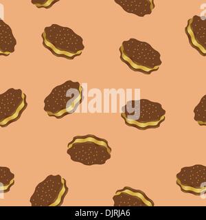 seamless texture with a chocolate biscuit Stock Vector