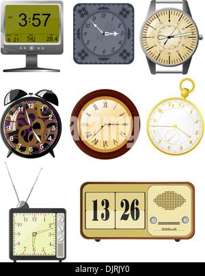 Collection of vector illustrations clock Stock Vector