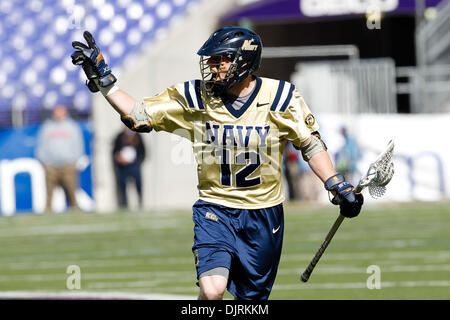Apr. 17, 2010 - Baltimore, Maryland, U.S - 17 April 2010:   Navy Midfielder Kevin Doyle (12) during lacrosse game action at the Smartlink Day of Rivals  held at M&T Bank Stadium in Baltimore, Maryland.  The Army Black Knights defeated the Navy Midshipmen 7-6. (Credit Image: © Alex Cena/Southcreek Global/ZUMApress.com) Stock Photo