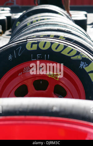 Apr. 25, 2010 - Lincoln, Alabama, U.S - 25 April 2010: A row of mounted tires prior to the Aaron's 499 at Talladega SuperSpeedway in Lincoln, Alabama. (Credit Image: © Jason Clark/Southcreek Global/ZUMApress.com) Stock Photo