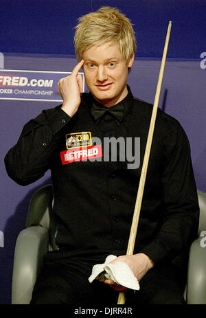 Apr. 29, 2010 - Sheffield, England - SHEFFIELD, ENGLAND - 29th April 2010 : Neil Robertson Australia in action against   Ali Carter of England, during the semi-finals- (best of 33 frames) at the Betfred World Snooker Championships at the Crucible Theater in Sheffield, England. (Credit Image: © Michael Cullen/Southcreek Global/ZUMApress.com) Stock Photo