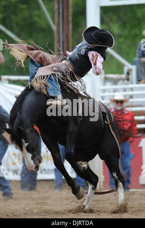 May 09, 2010 - Sonora, California, U.S - 09 May 2010: Bareback rider George Gillespie of Midland, OR competes at the 2010 Mother Lode Round-Up in Sonora, CA. (Credit Image: © Matt Cohen/Southcreek Global/ZUMApress.com) Stock Photo