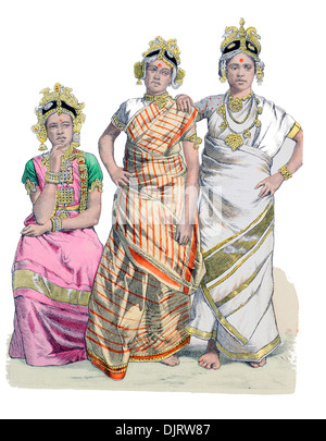 19th century XIX 1800s Jaffna Actresses Ceylon now Sri Lanka Stock Photo