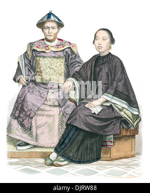 19th century XIX 1800s China Man from Penang and woman from Macao Stock Photo