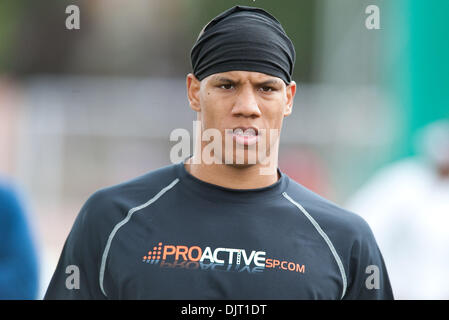 Mar. 31, 2010 - Los Angeles, California, U.S - 31 March 2010:  USC's Taylor Mays at USC's college football pro-day, on Cromwell Field and Loker Stadium on the campus of USC in Los Angeles, California..Mandatory Credit: Andrew Fielding / Southcreek Global (Credit Image: © Andrew Fielding/Southcreek Global/ZUMApress.com) Stock Photo