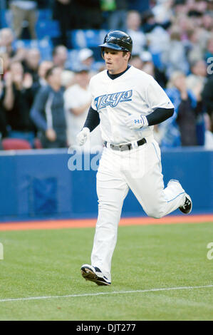 Apr. 15, 2010 - Toronto, Ontario, Canada - 15 April 2010 Toronto, Ontario:  Toronto Blue Jays left fielder Travis Snider #45 on his way to homeplate after scoring the first run of the night, against the Chicago White Sox on Thursday at Rogers Centre in Toronto, Ontario. (Credit Image: © Darren Eagles/Southcreek Global/ZUMApress.com) Stock Photo