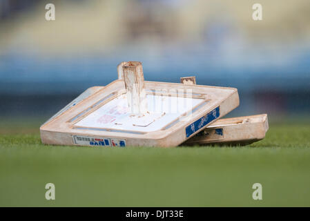 Apr. 30, 2010 - Los Angeles, California, U.S - 30 April 2010:  Two bases sit on the field before being replaced before the start of the game. The Pittsburgh Pirates lost to the Los Angeles Dodgers 6-2, at Dodger Stadium in Los Angeles, California.  .Mandatory Credit: Andrew Fielding / Southcreek Global (Credit Image: © Andrew Fielding/Southcreek Global/ZUMApress.com) Stock Photo