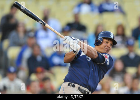 May 19, 2010 - Los Angeles, California, U.S - 19 May 2010:  San Diego Padres right fielder Will Venable (25) hits a triple to lead off the game. The San Diego Padres defeated the Los Angeles Dodgers by a score of 10 to 5 at Dodger Stadium in Los Angeles, California..Mandatory Credit: Andrew Fielding / Southcreek Global (Credit Image: © Andrew Fielding/Southcreek Global/ZUMApress.co Stock Photo