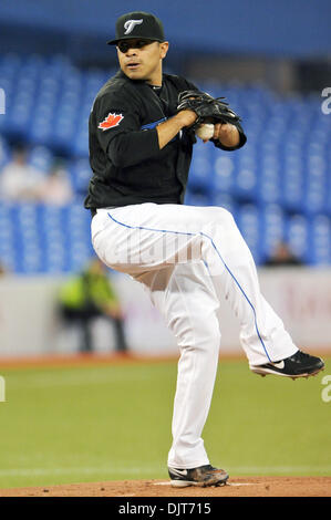 Apr. 18, 2010 - Toronto, Ontario, Canada - 18 April 2010: Toronto Blue Jays starting pitcher Ricky Romero (24) is seen pitching during his start against the Los Angeles Angels.  The Angels defeated the Blue Jays 3-1 at the Rogers Centre in Toronto, Ontario. (Credit Image: © Adrian Gauthier/Southcreek Global/ZUMApress.com) Stock Photo